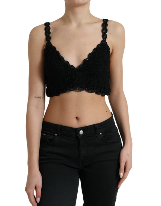Elegante top con corsé de crochet negro de Dolce & Gabbana