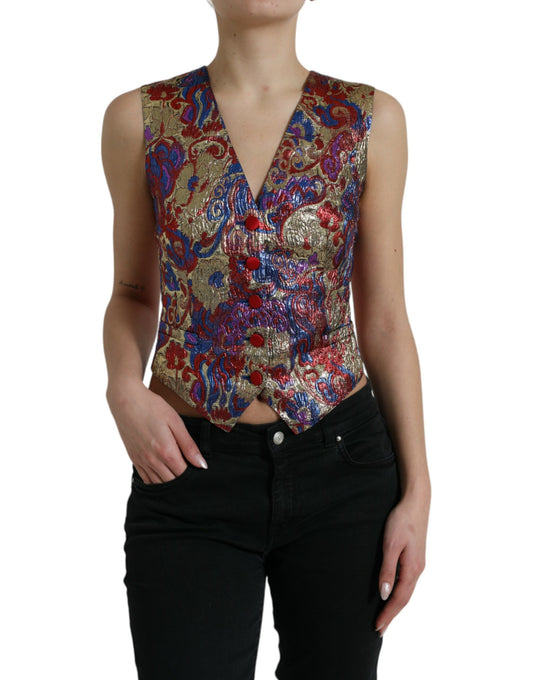 Chaleco de jacquard con estampado floral multicolor de Dolce & Gabbana