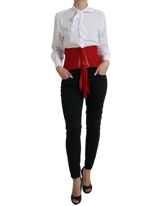 Cinturón corsé de seda Dolce & Gabbana en rojo intenso