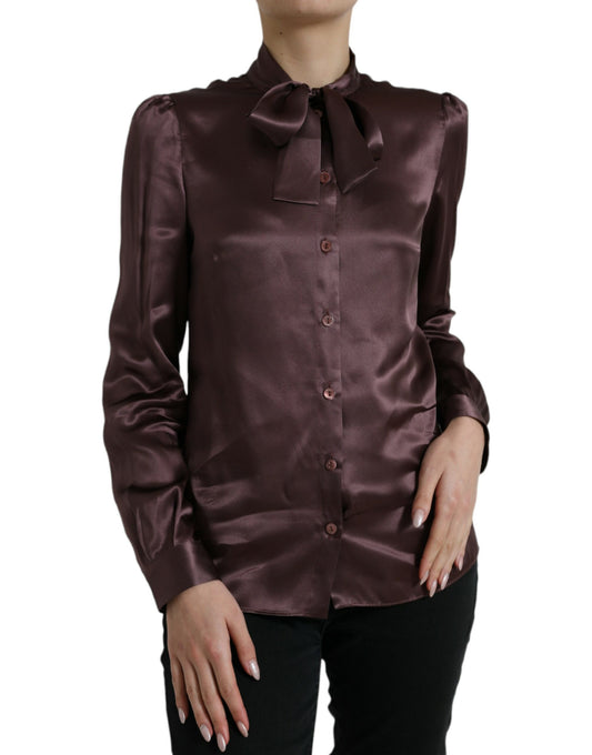 Blusa elegante de seda con cuello ascot de Dolce & Gabbana