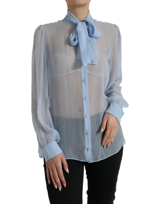 Blusa elegante de seda de manga larga de Dolce & Gabbana