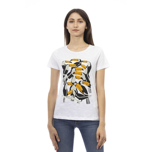 Camiseta de algodón blanca para mujer Trussardi Action