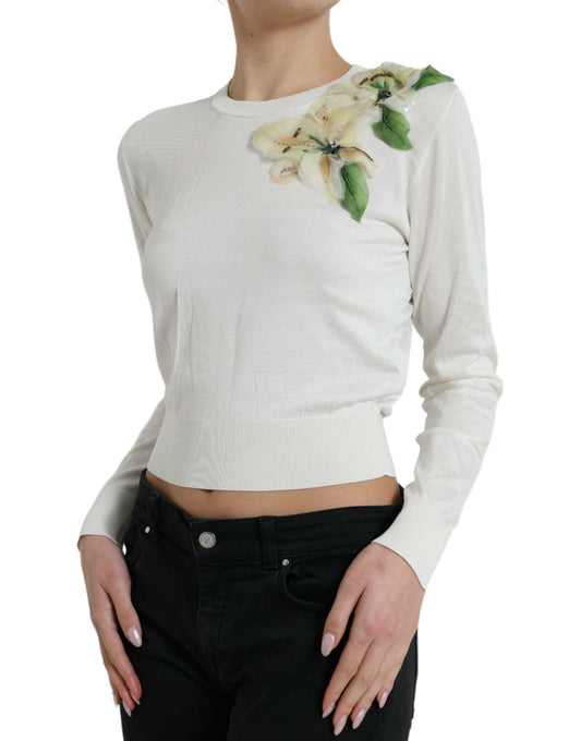 Suéter de seda con apliques florales de Dolce & Gabbana