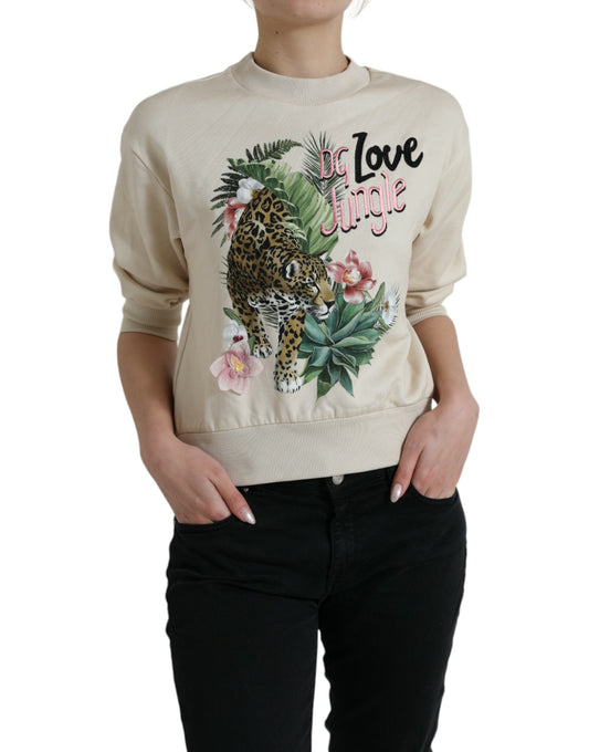 Suéter de cuello redondo con estampado de jungla elegante de Dolce & Gabbana