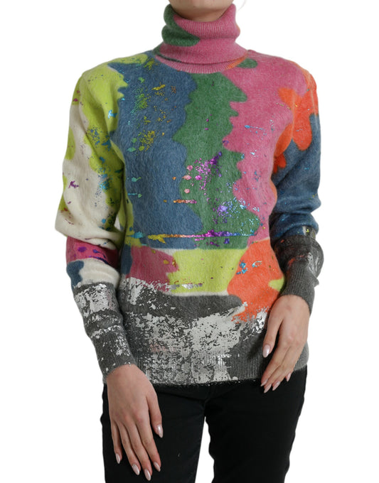 Suéter casual de cuello alto de mohair multicolor de Dolce & Gabbana