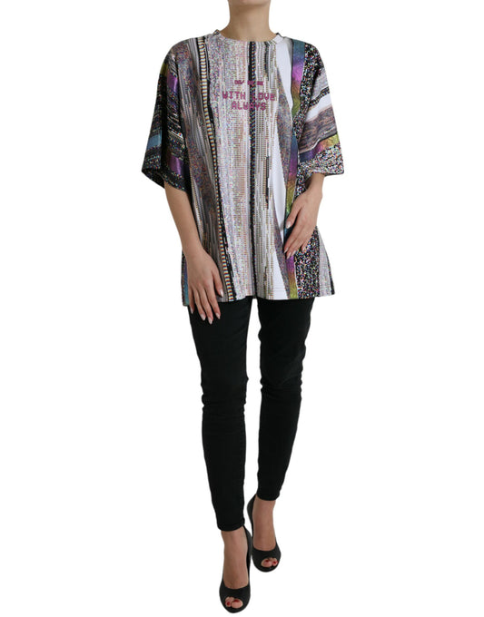 Camiseta de cuello redondo multicolor elegante de Dolce & Gabbana