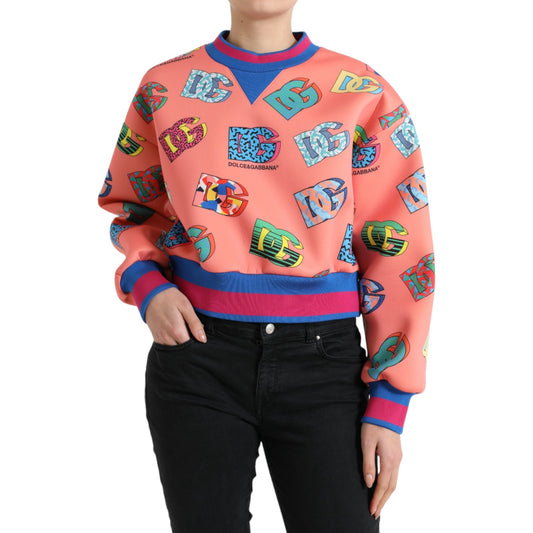Sudadera con cuello redondo y logotipo en color rosa salmón de Dolce & Gabbana