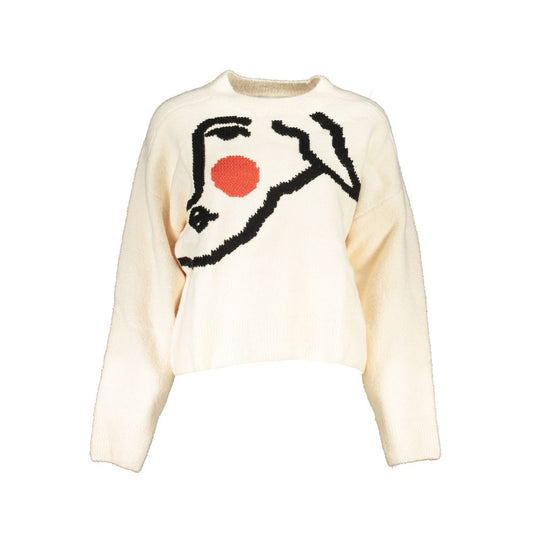 Suéter de cuello redondo con bordados blancos elegantes de Desigual