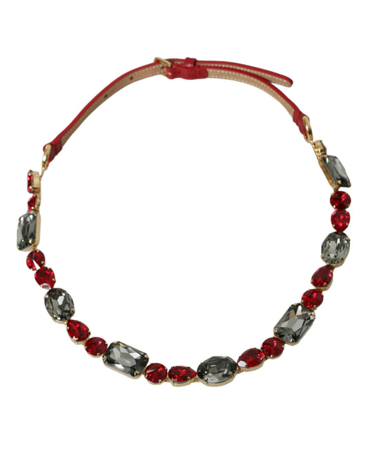 Cinturón con hebilla de cristal rojo radiante de Dolce & Gabbana