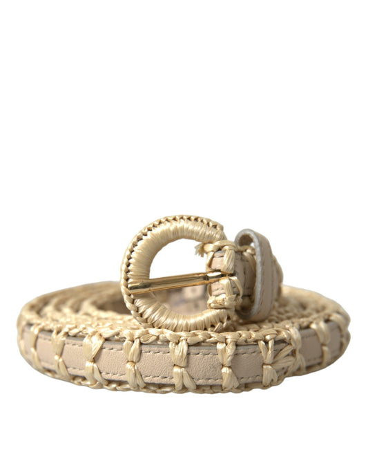 Cinturón elegante de piel beige de Dolce & Gabbana