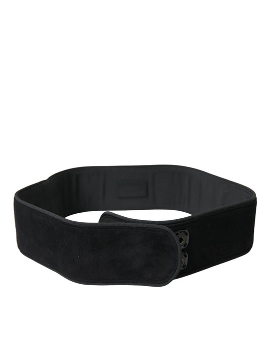 Cinturón elegante de ante de Dolce & Gabbana en negro atemporal