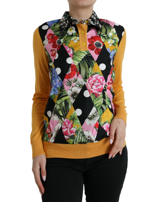 Suéter henley de mezcla de seda y cachemira multicolor de Dolce & Gabbana