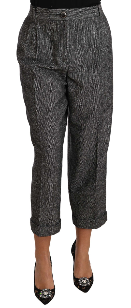 Pantalones elegantes de mezcla de lana gris de Dolce & Gabbana