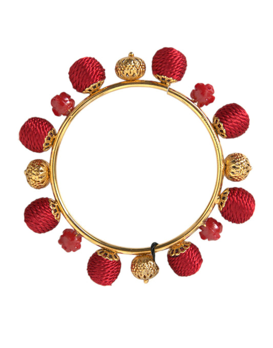 Pulsera Dolce & Gabbana con rosas Sicilia Natale en latón dorado y rojo RUNWAY