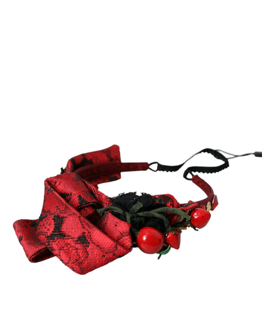 Diadema con diadema para mujer adornada con Sicilia de cereza roja