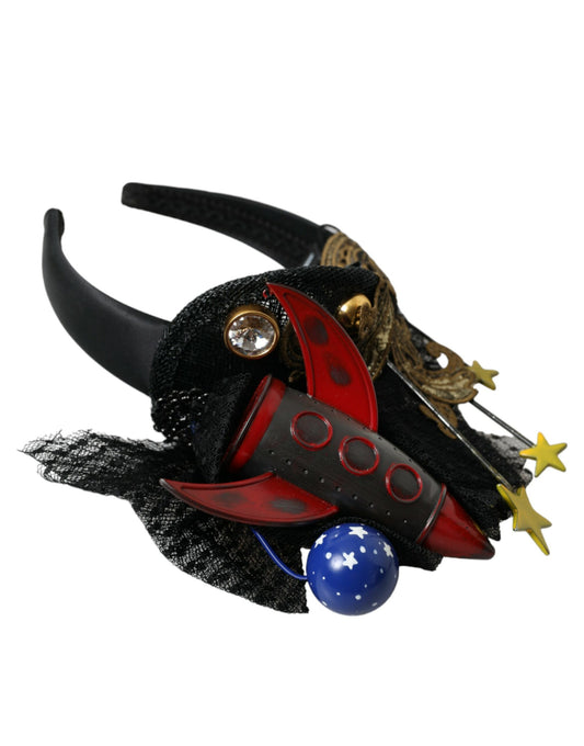 Diadema con estrellas de cristal y cohete de misiles multicolor