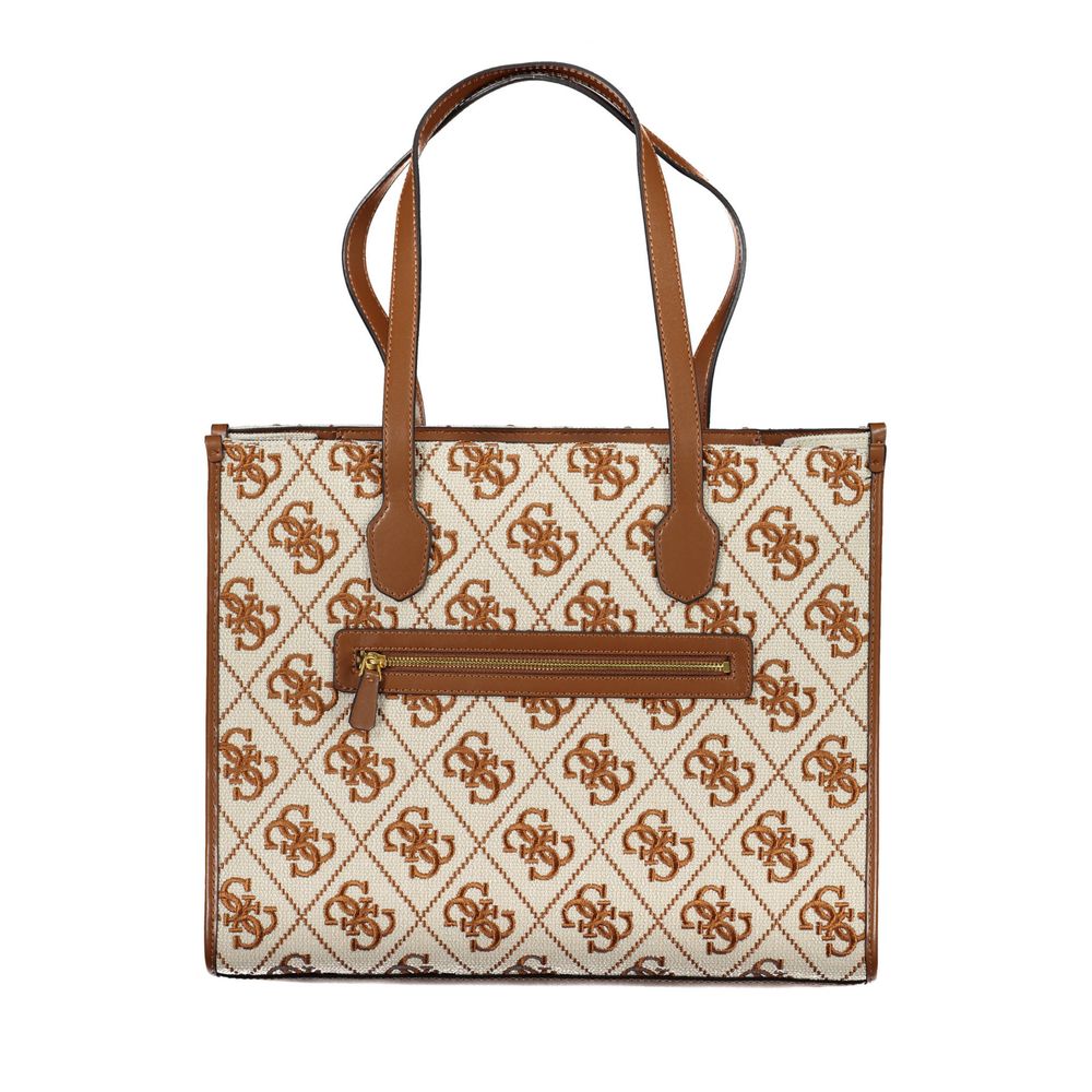 Bolso de mano de poliéster beige