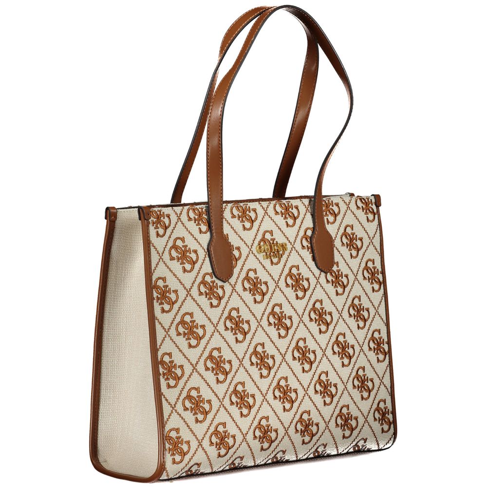 Bolso de mano de poliéster beige
