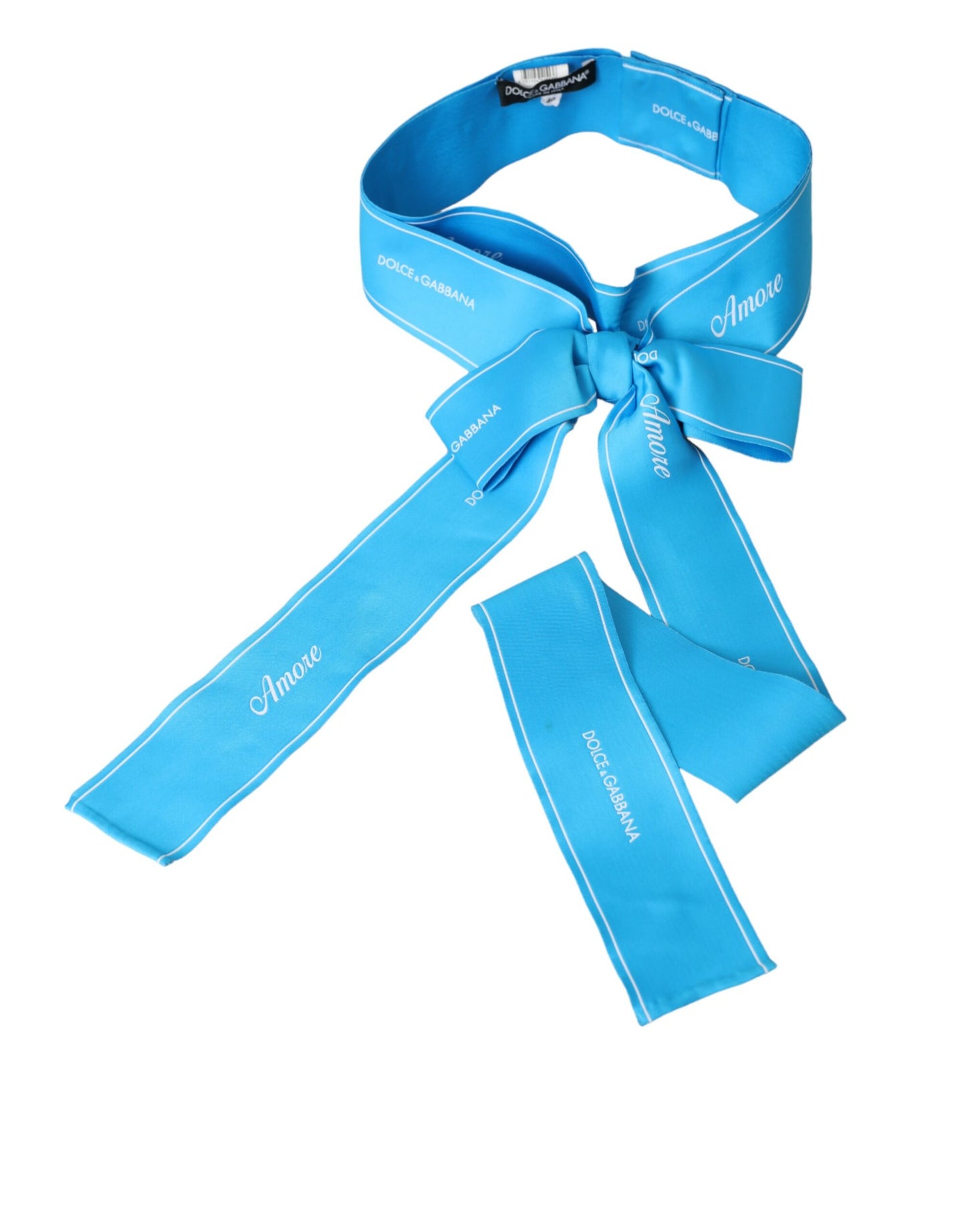Cinturón ancho AMORE de poliéster azul de Dolce & Gabbana