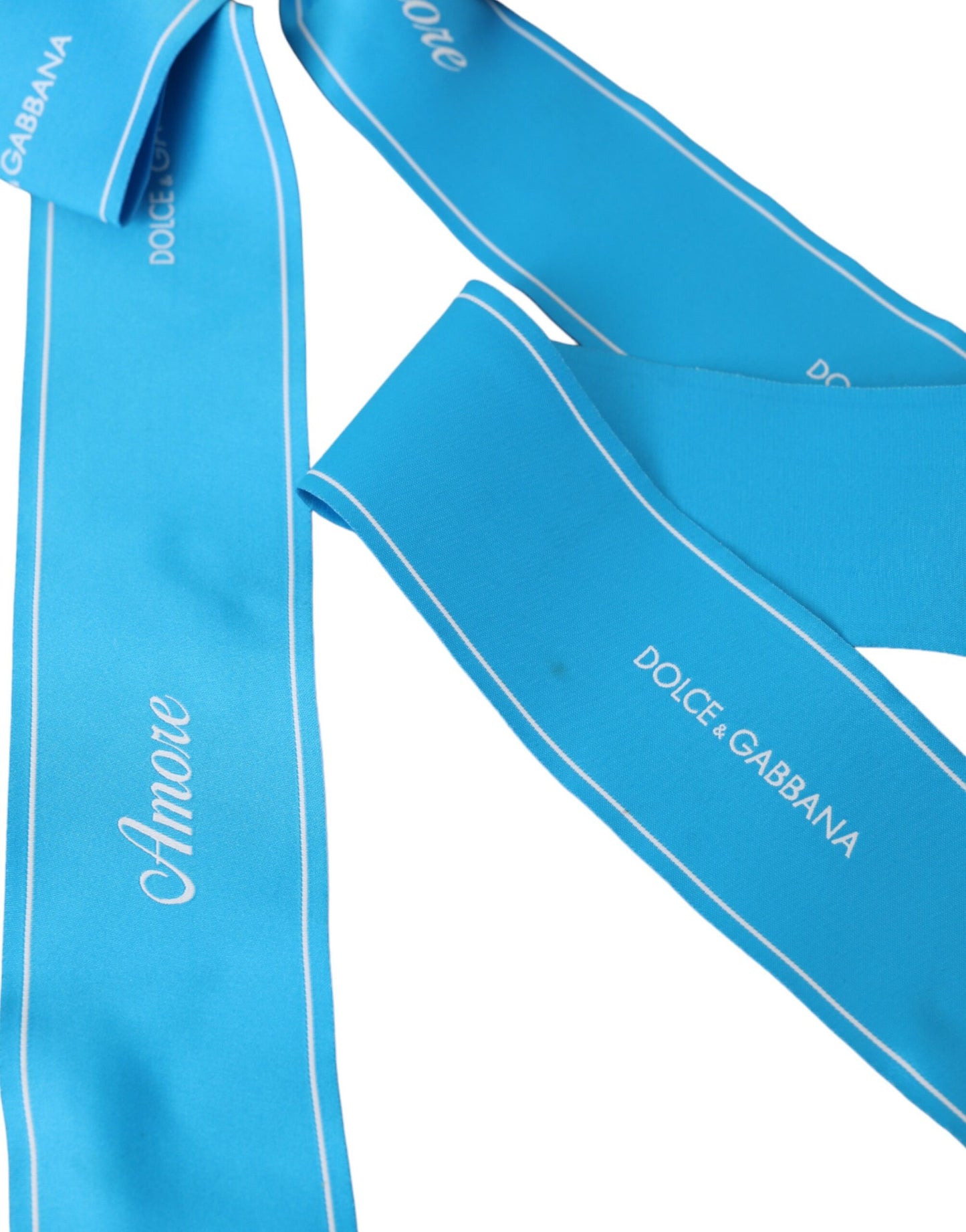Cinturón ancho AMORE de poliéster azul de Dolce & Gabbana