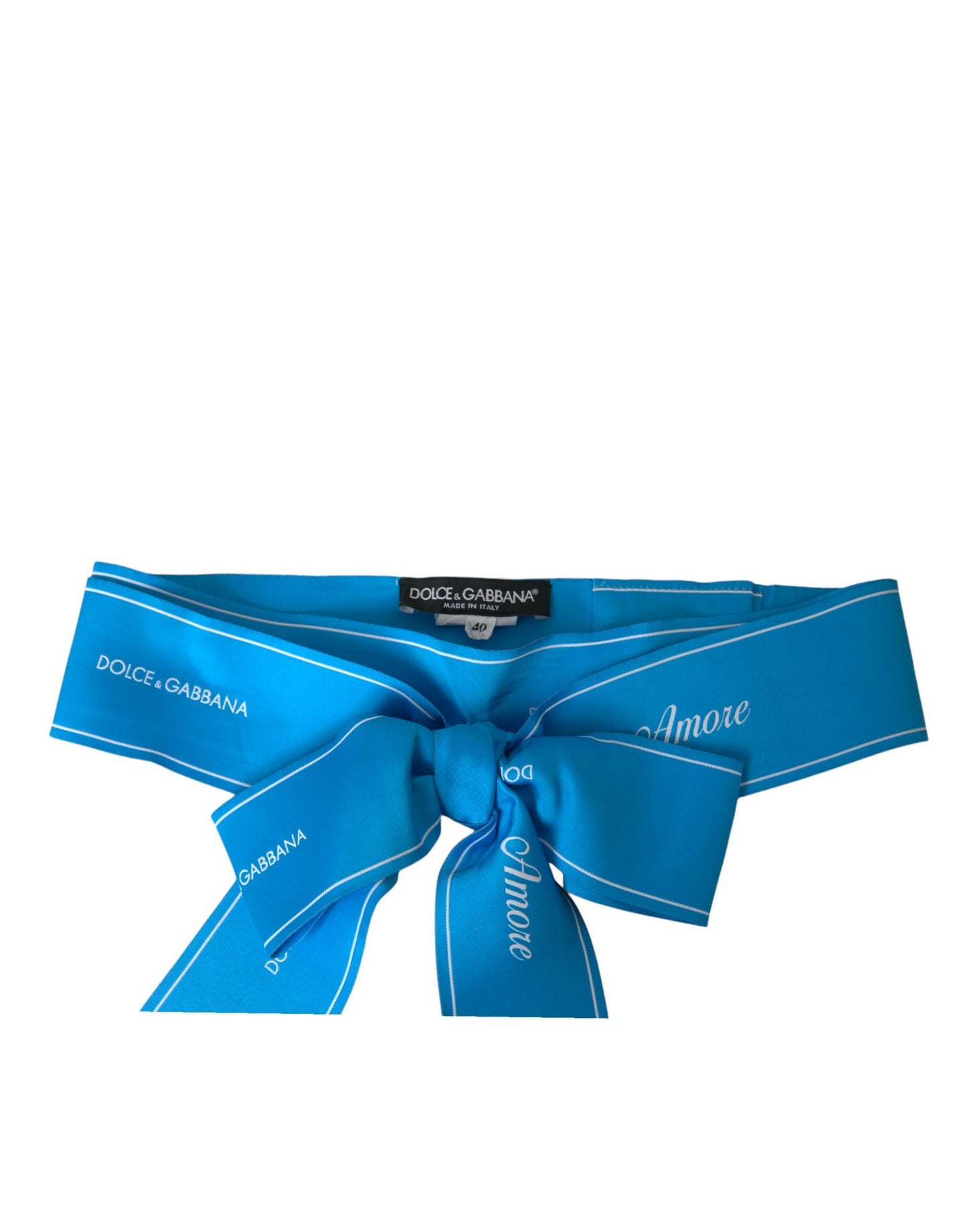 Cinturón ancho AMORE de poliéster azul de Dolce & Gabbana