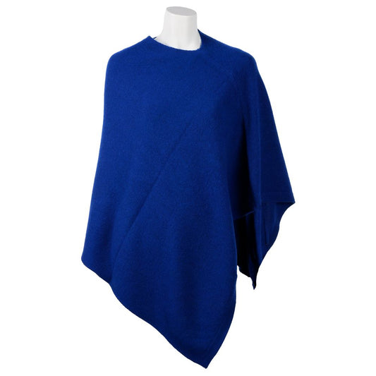 Poncho elegante de cachemira con escote en V en color azul de Emilio Romanelli