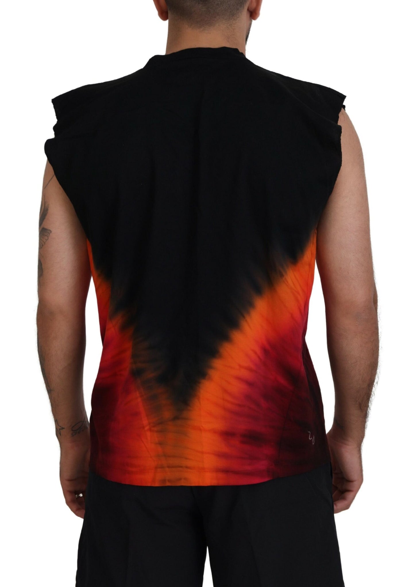 Camiseta sin mangas de algodón en color negro y naranja de Dsquared²