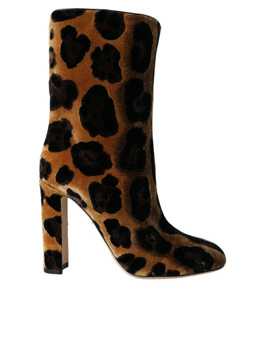 Botas de media caña de piel de jirafa marrón de Dolce & Gabbana