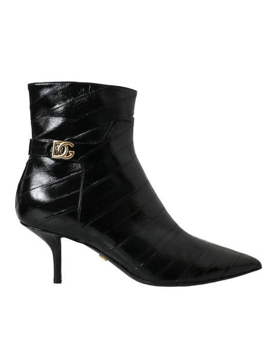 Botas cortas con logo de anguila en piel negra de Dolce & Gabbana