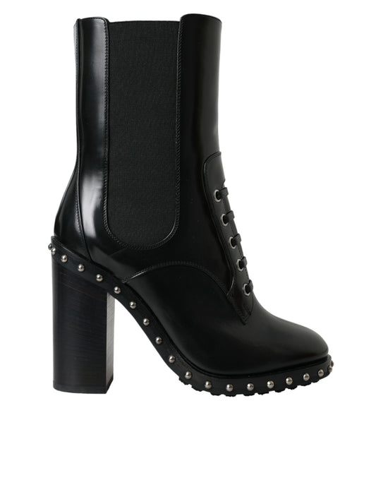 Botas con cordones y tachuelas de cuero negro de Dolce & Gabbana