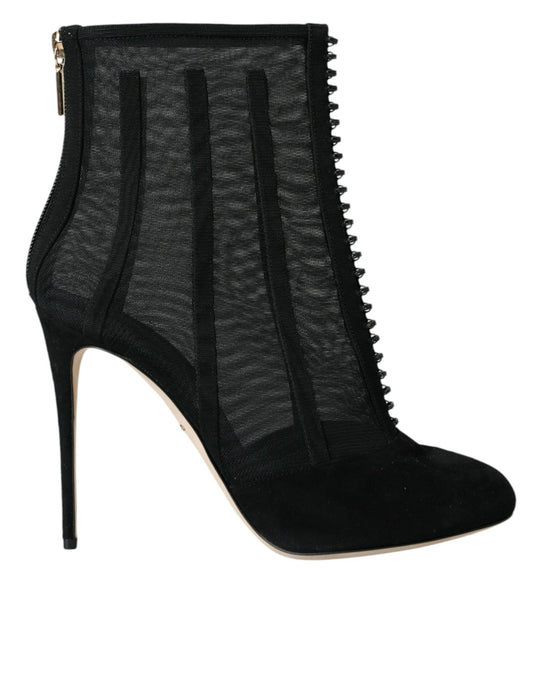 Botines con tacón de aguja y malla negra de Dolce & Gabbana