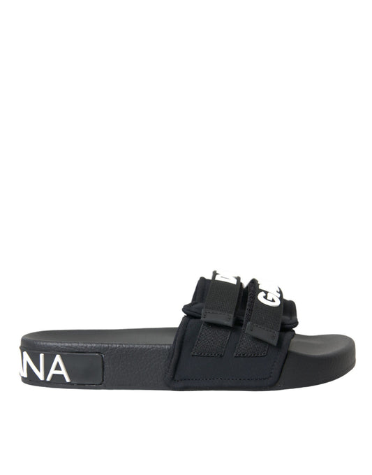Sandalias planas de neopreno negras de Dolce & Gabbana para la playa
