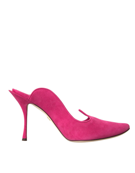 Sandalias y zapatos tipo mules de piel de ante fucsia de Dolce & Gabbana