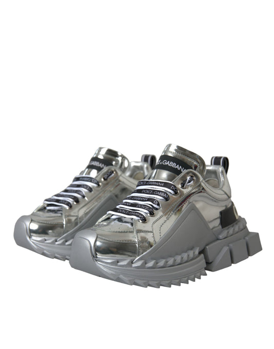 Zapatillas deportivas Super Queen de piel plateada de Dolce & Gabbana