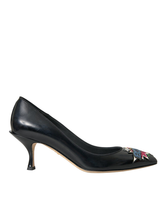 Zapatos de tacón con parche BOOM de cuero negro de Dolce & Gabbana