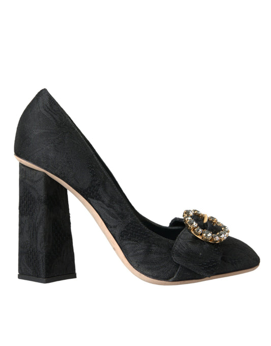 Zapatos de salón con cristales y brocado negro de Dolce & Gabbana