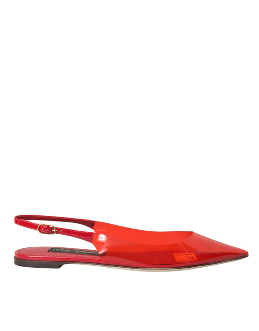 Sandalias planas transparentes con tiras en el talón en PVC rojo de Dolce & Gabbana