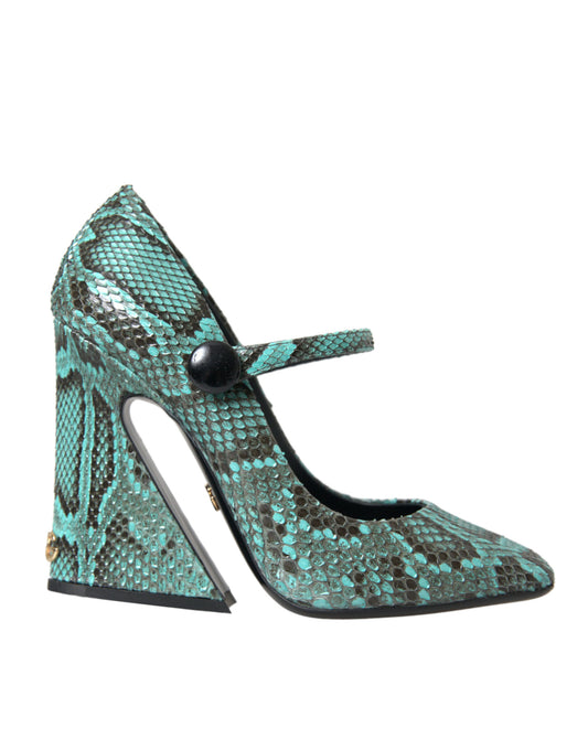 Zapatos Mary Jane de piel de pitón color aguamarina de Dolce & Gabbana
