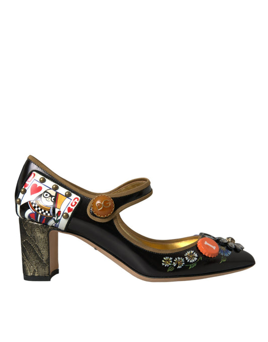 Zapatos Mary Jane de piel negra con cristales de Dolce & Gabbana