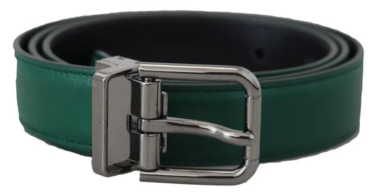 Cinturón de piel de becerro verde con hebilla de metal plateada de Dolce & Gabbana