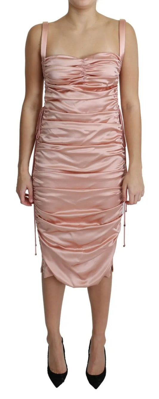 Vestido midi ajustado con tirantes finos en color rosa de Dolce & Gabbana