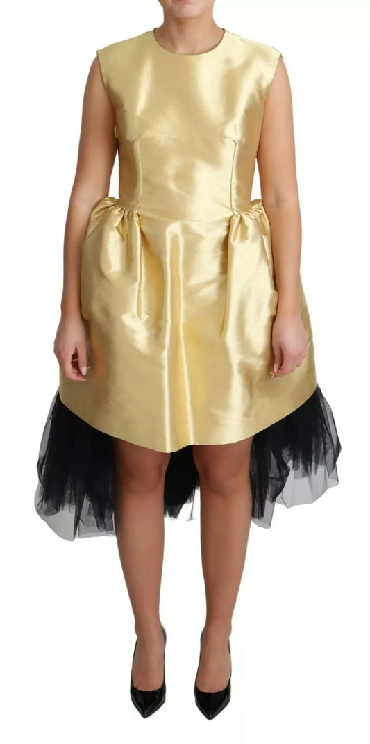 Vestido de tul sin mangas en forma de A de poliéster dorado de Dolce & Gabbana