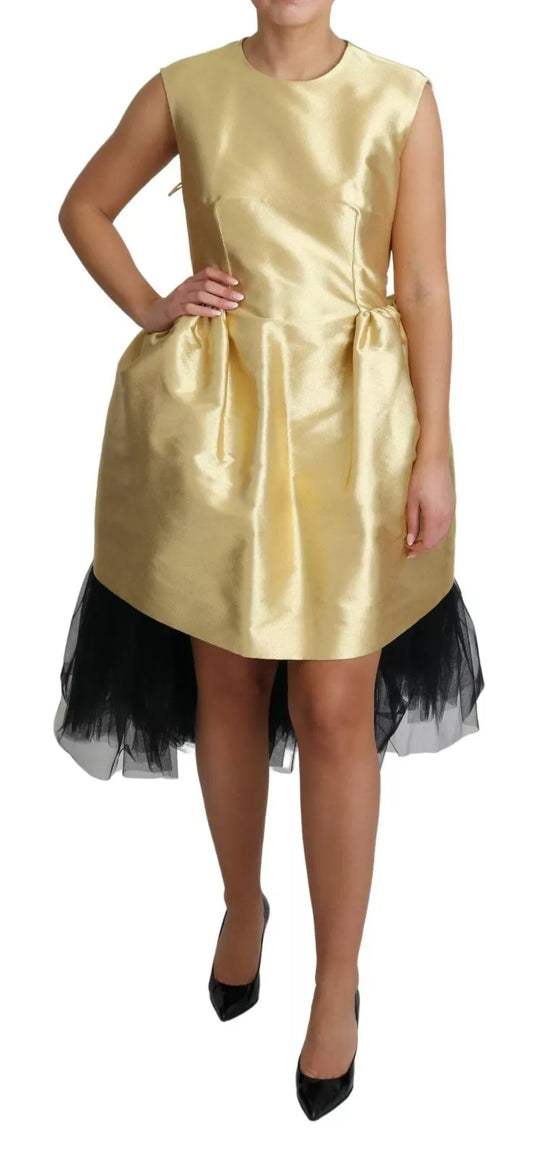Vestido de tul en forma de A sin mangas en poliéster dorado de Dolce & Gabbana