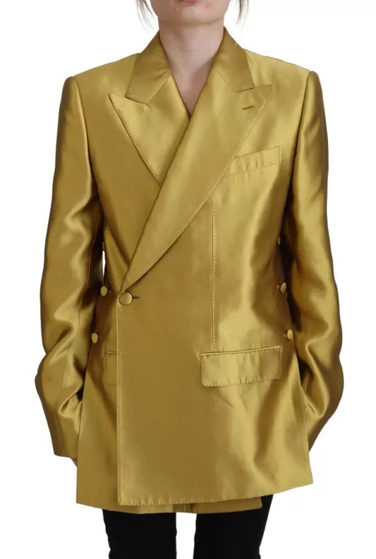 Chaqueta blazer de manga larga de satén dorado de Dolce & Gabbana