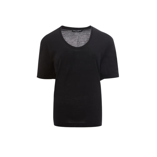 Elegante top de algodón negro de Dolce & Gabbana para mujeres vanguardistas