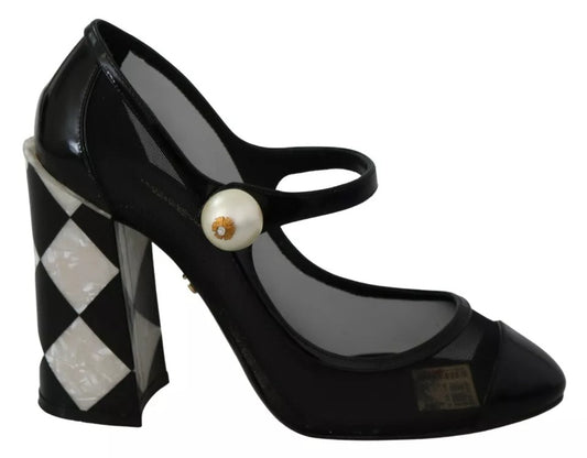 Zapatos de tacón Mary Jane con adornos negros y diseño de arlequín de Dolce & Gabbana