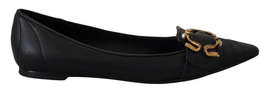 Zapatos planos puntiagudos de cuero Devotion en color negro de Dolce & Gabbana