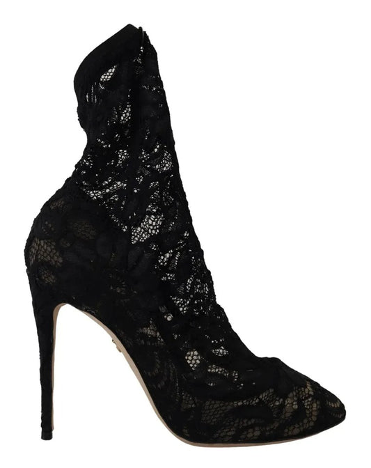 Botas de encaje Taormina con calcetines elásticos negros de Dolce & Gabbana
