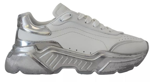 Zapatillas Daymaster de piel plateada y blanca de Dolce & Gabbana