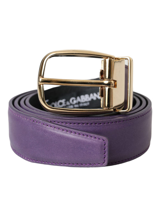 Cinturón de cuero morado con hebilla de metal dorado de Dolce & Gabbana para hombre